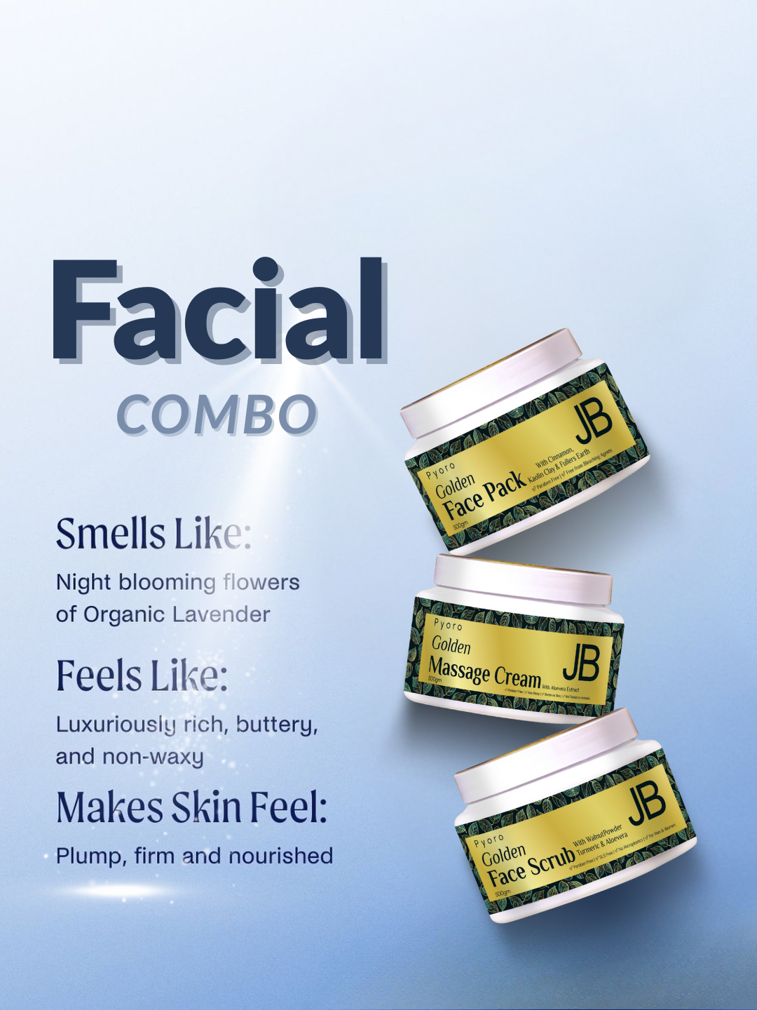 Pyoro Golden Massage Cream, Face Scrub & Face Pack